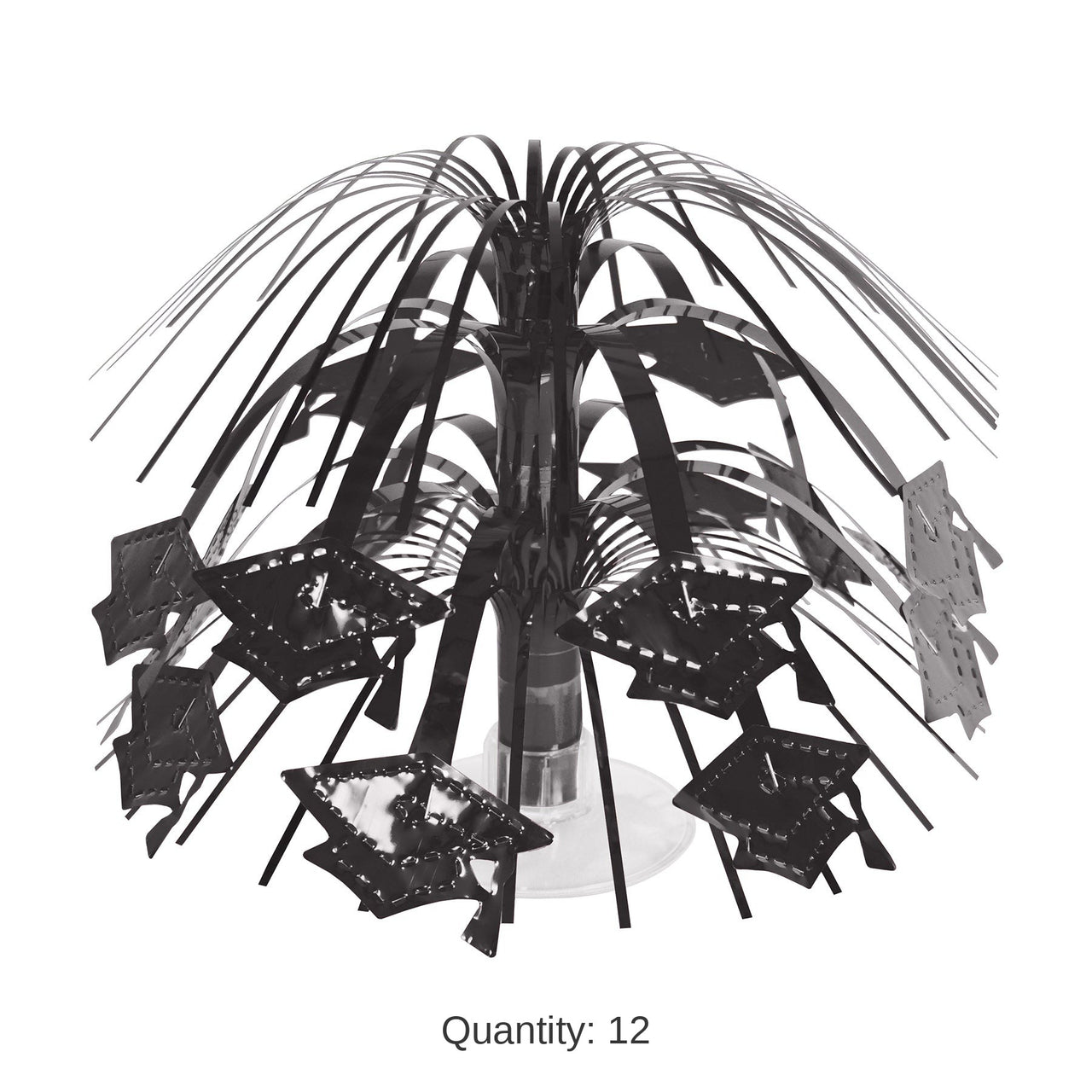 12 Pack Bulk Black Grad Cap Mini Cascade Centerpiece