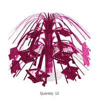12 Pack Bulk Burgundy Grad Cap Mini Cascade Centerpiece