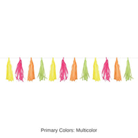 12 Pack Bulk Neon Plastic 8ft Tassel Garland