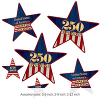 72 Pack Bulk Semiquincentennial Star Cutouts Assorted Sizes