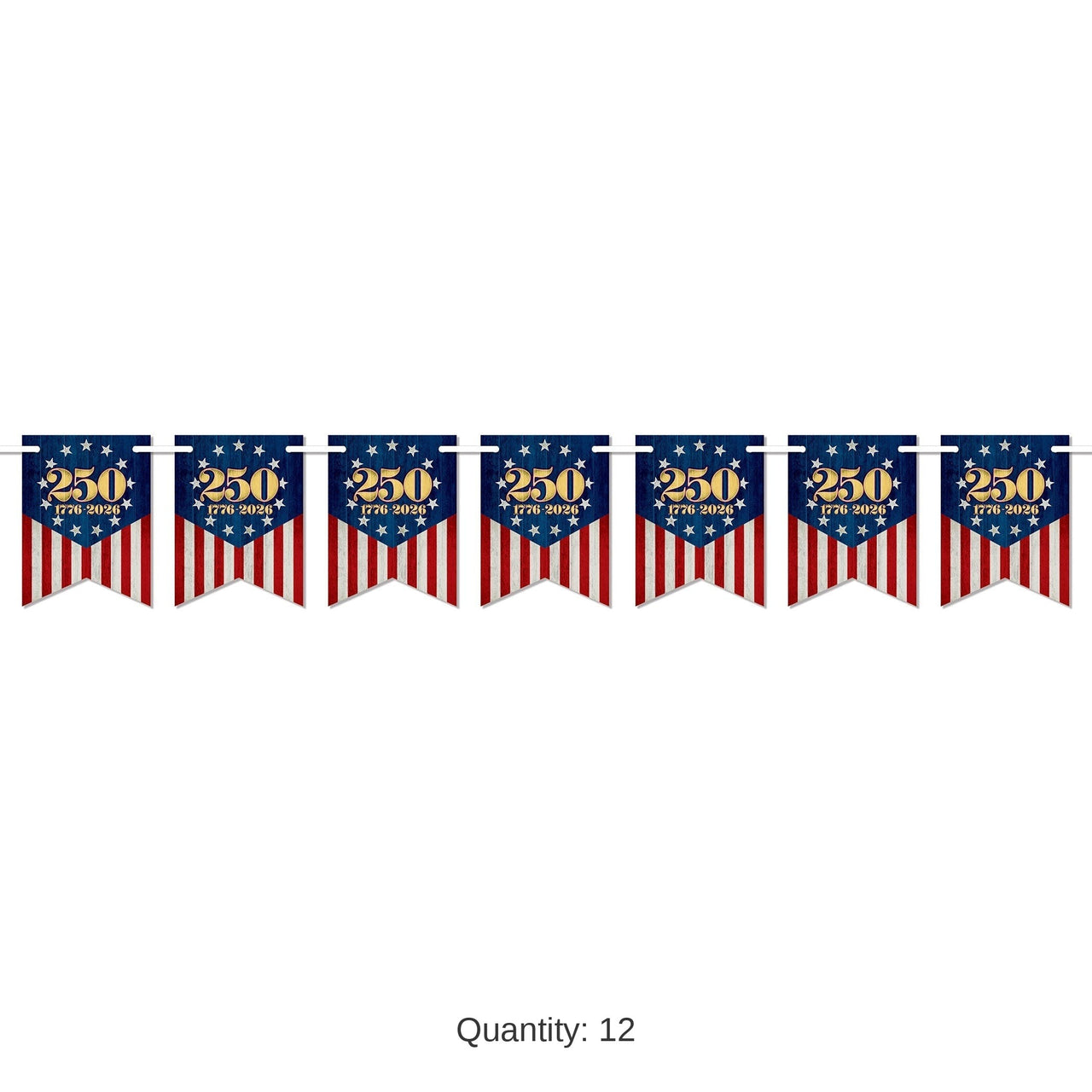 12 Pack Bulk Semiquincentennial Streamer Patriotic Banner Decoration