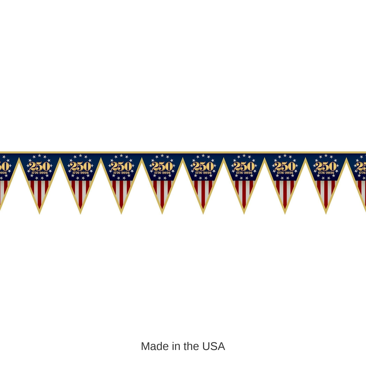 12 Pack Bulk Semiquincentennial Pennant Banner All-Weather Patriotic