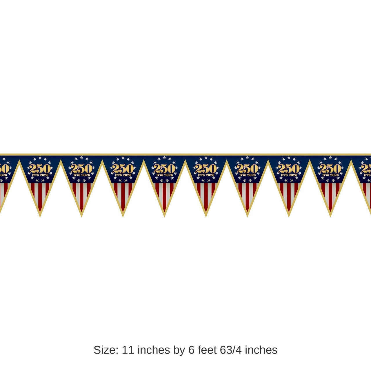12 Pack Bulk Semiquincentennial Pennant Banner All-Weather Patriotic