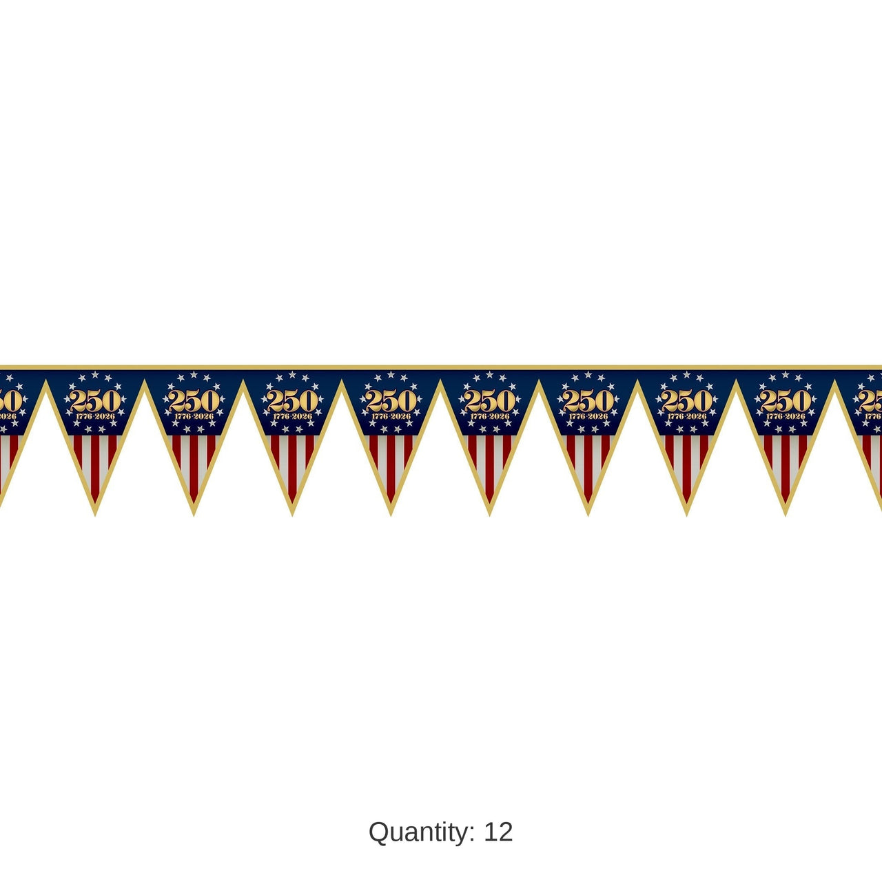 12 Pack Bulk Semiquincentennial Pennant Banner All-Weather Patriotic