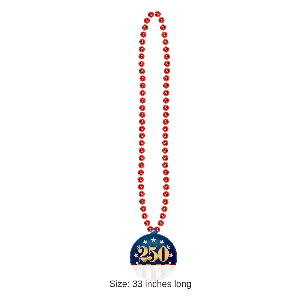 12 Pack Bulk Semiquincentennial Patriotic Medallion Beads 33 Inch