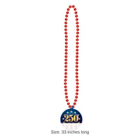 12 Pack Bulk Semiquincentennial Patriotic Medallion Beads 33 Inch