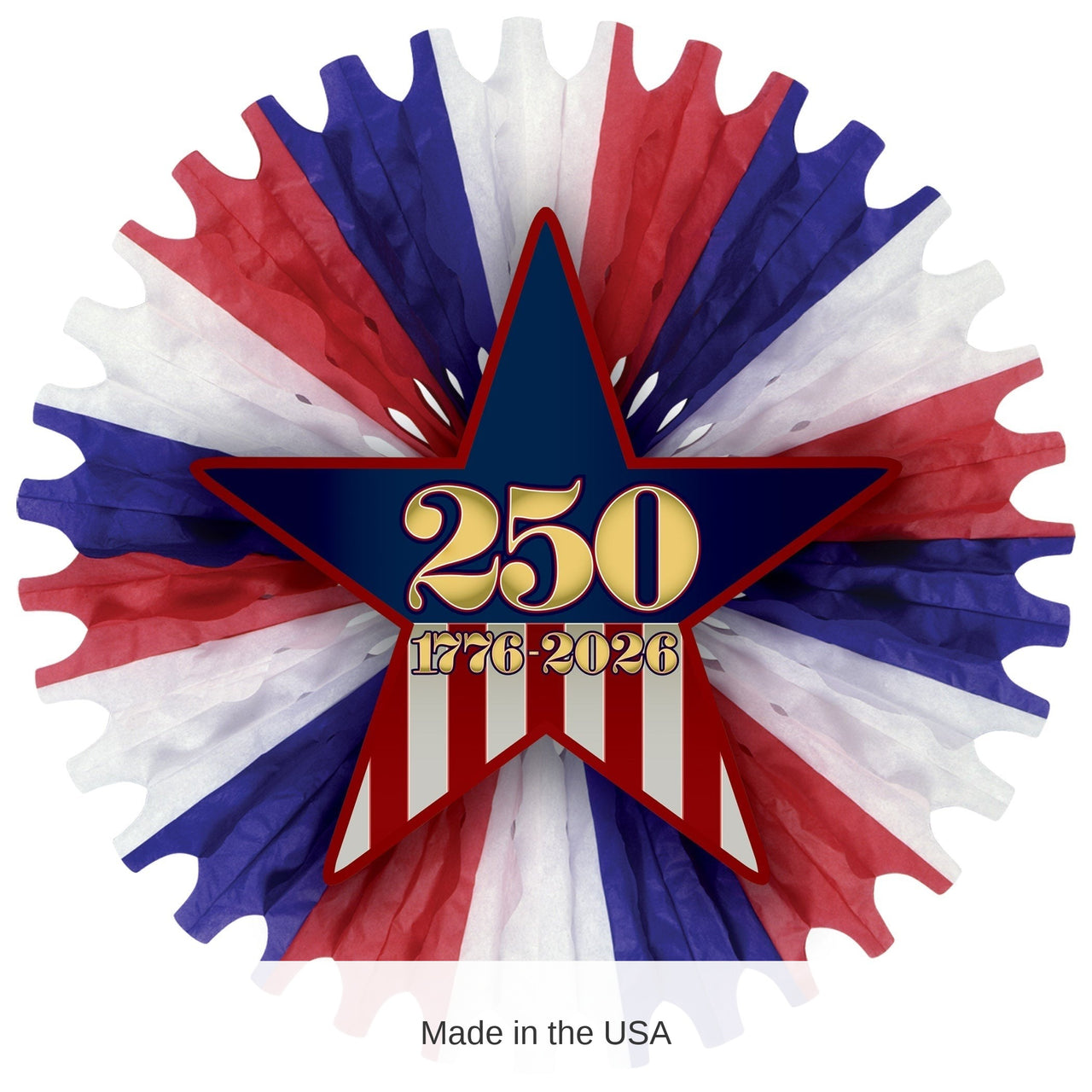 6 Pack Bulk 25 inch Semiquincentennial Patriotic Fan Decoration (Assembly Req.)