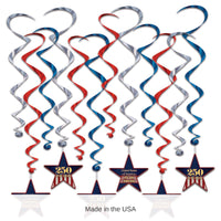 72 Pack Bulk Semiquincentennial Whirls Patriotic Hanging Decorations