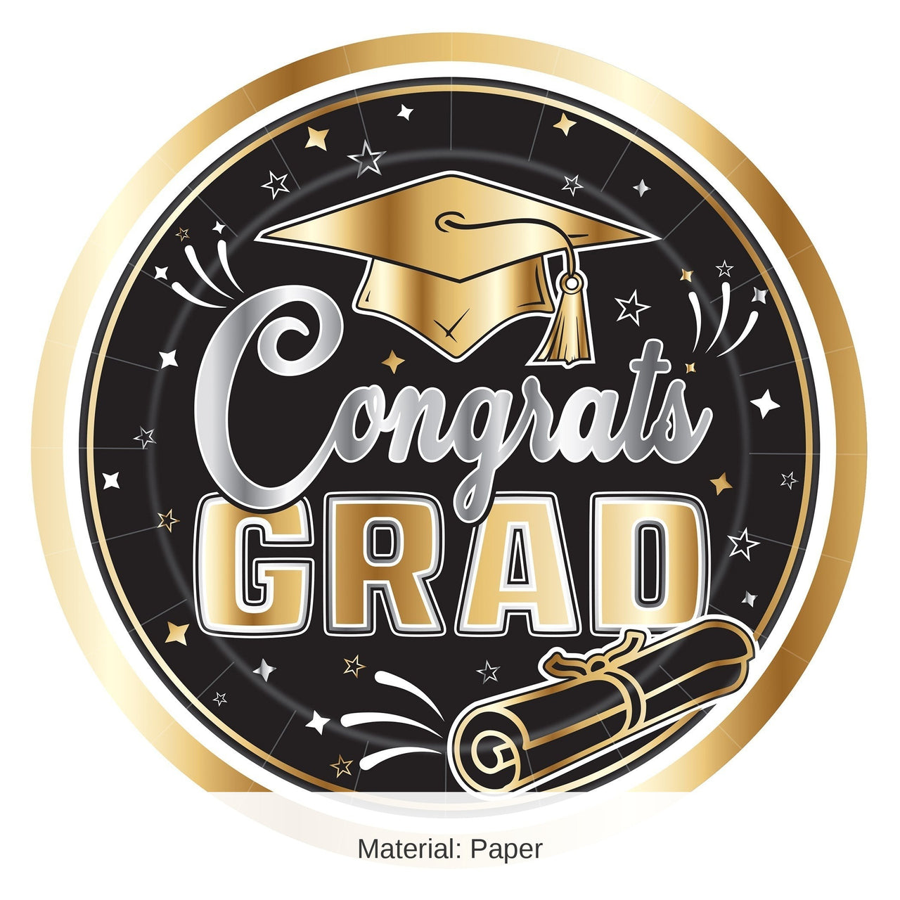 96 Pack Bulk Graduation Dinner Plates 9 Inch