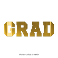 12 Pack Bulk Gold Foil Graduation Streamer Assembly Required