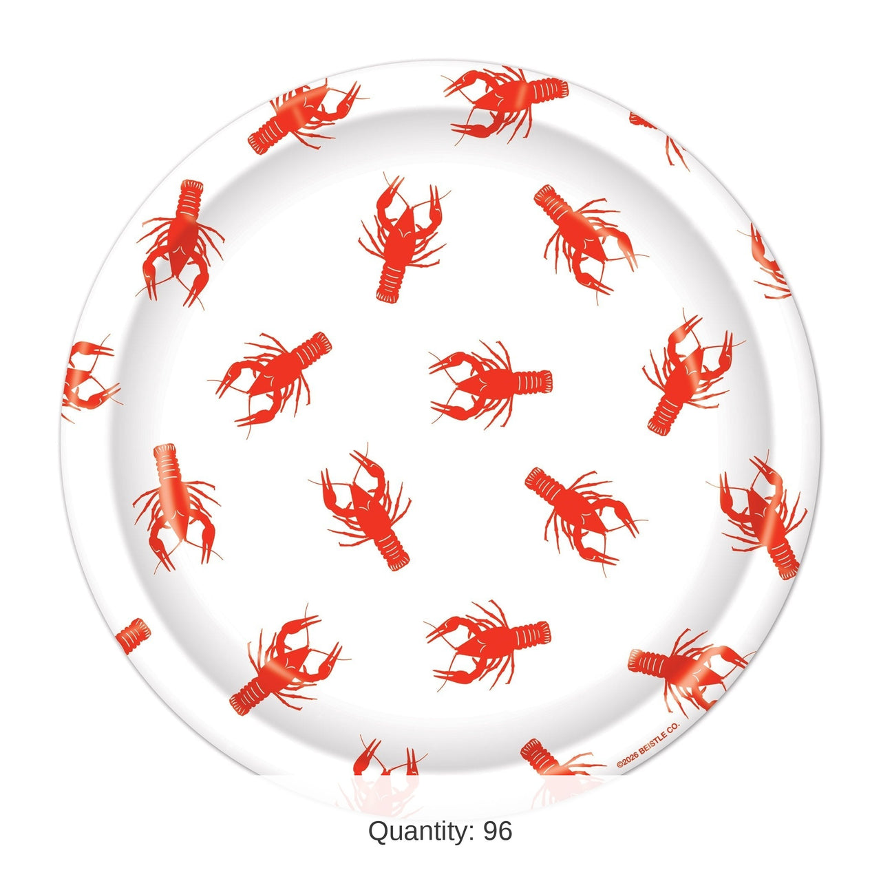 96 Pack Bulk Mardi Gras Crawfish Dessert Plates 7 inch
