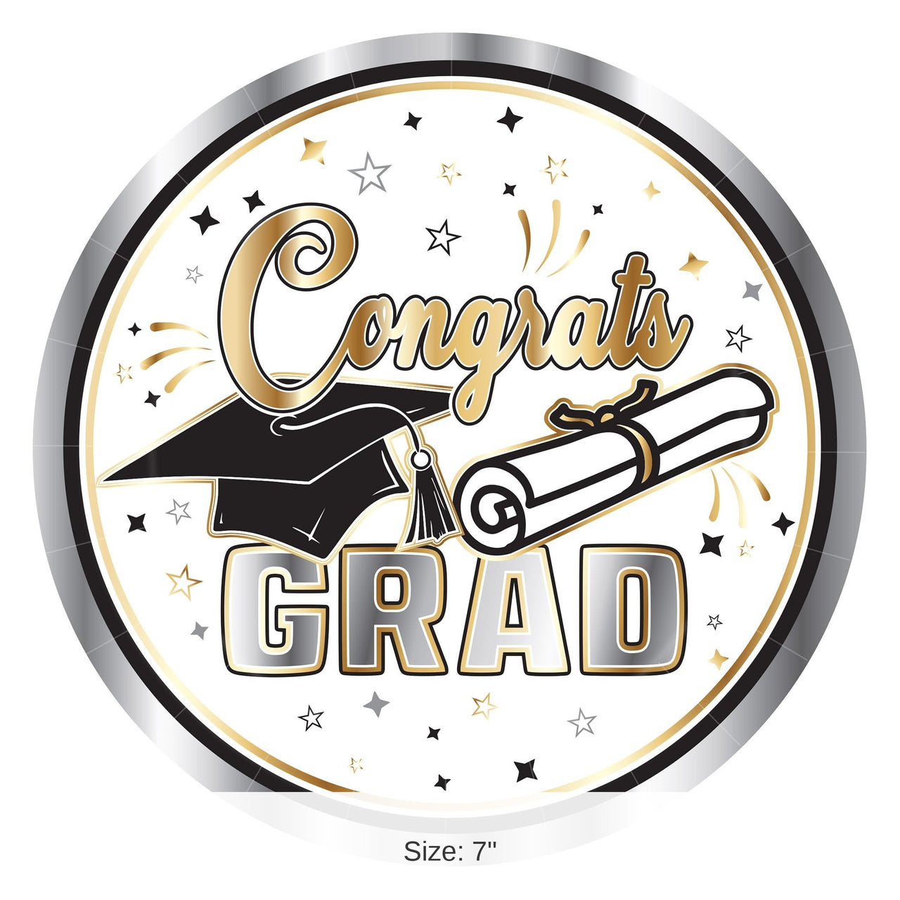 96 Pack Bulk Graduation Dessert Plates 7 inch