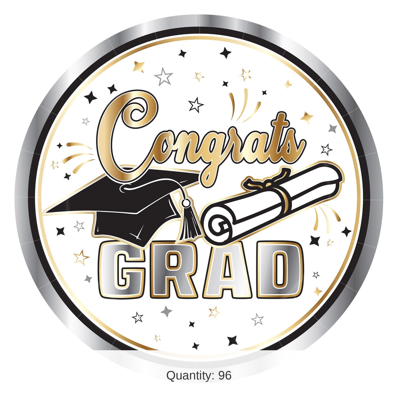 96 Pack Bulk Graduation Dessert Plates 7 inch