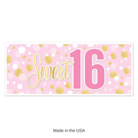 12 Pack Bulk Sweet 16 Oversized All-Weather Sign Banner (30 inchx6 ft)