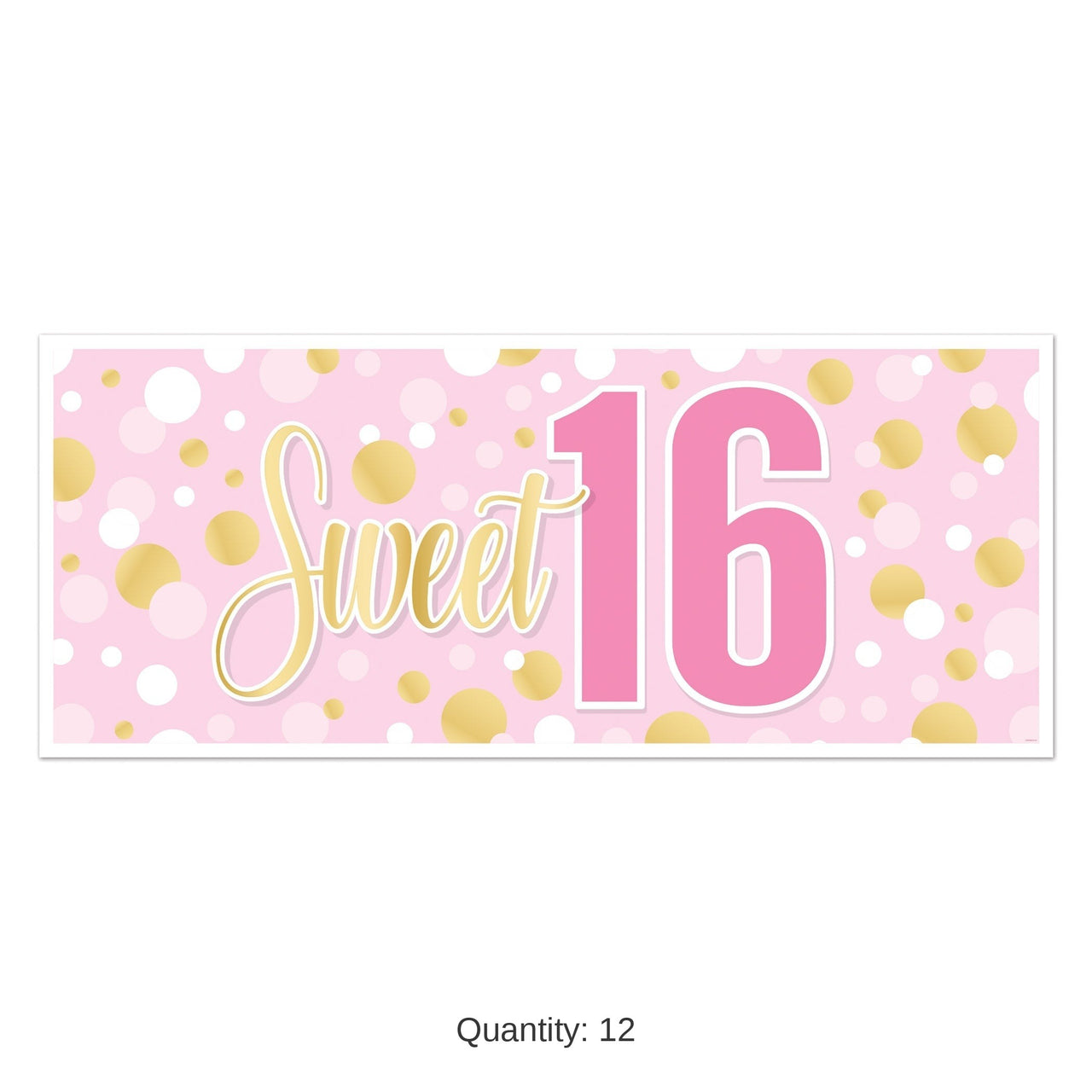 12 Pack Bulk Sweet 16 Oversized All-Weather Sign Banner (30 inchx6 ft)