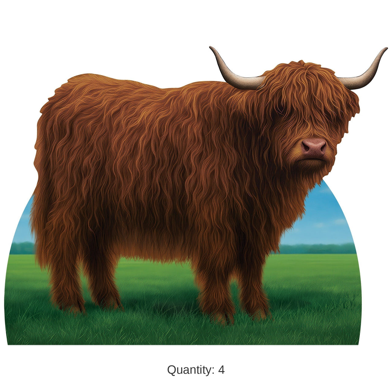 4 Pack Bulk Highland Cow Stand-Up Farm & Western Party Prop