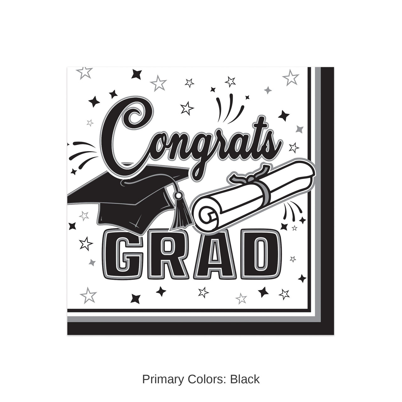 432 Pack Bulk Congrats Grad Black Beverage Napkins 2-Ply