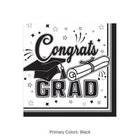 432 Pack Bulk Congrats Grad Black Beverage Napkins 2-Ply