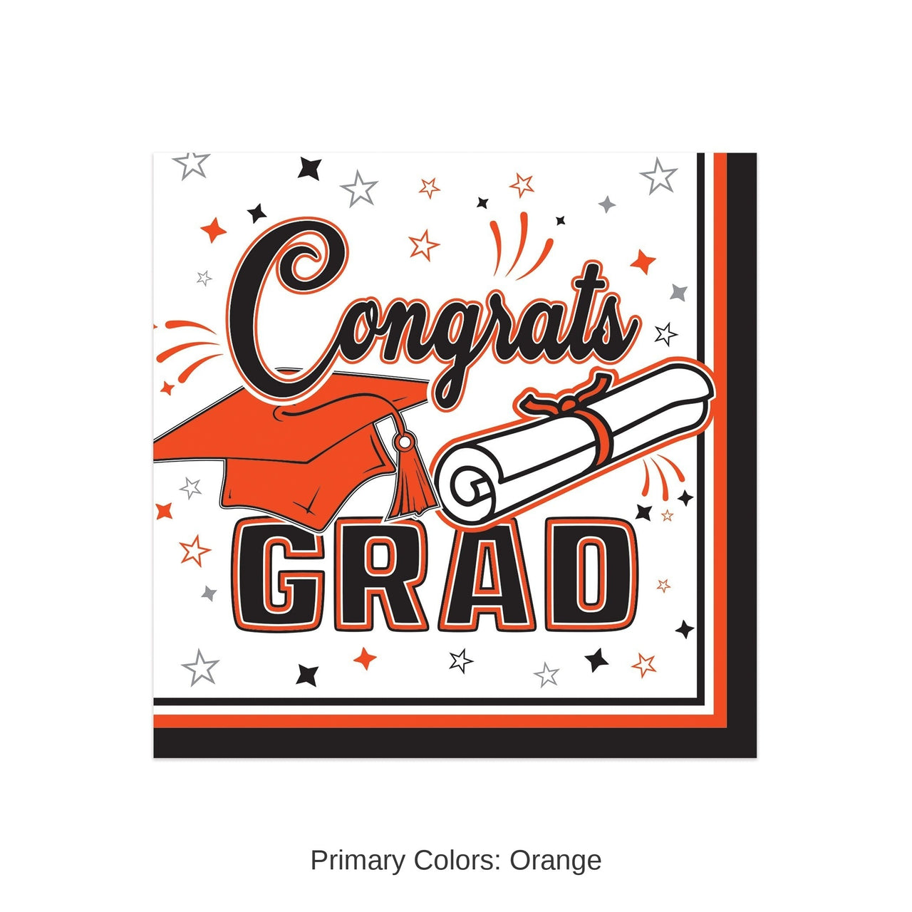 432 Pack Bulk Congrats Grad Orange Beverage Napkins 2-Ply