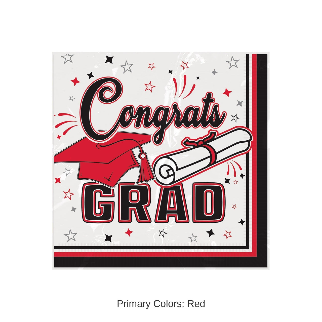 432 Pack Bulk Congrats Grad Red Beverage Napkins Graduation Party