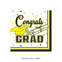 432 Pack Bulk Congrats Grad Yellow Beverage Napkins 2-Ply