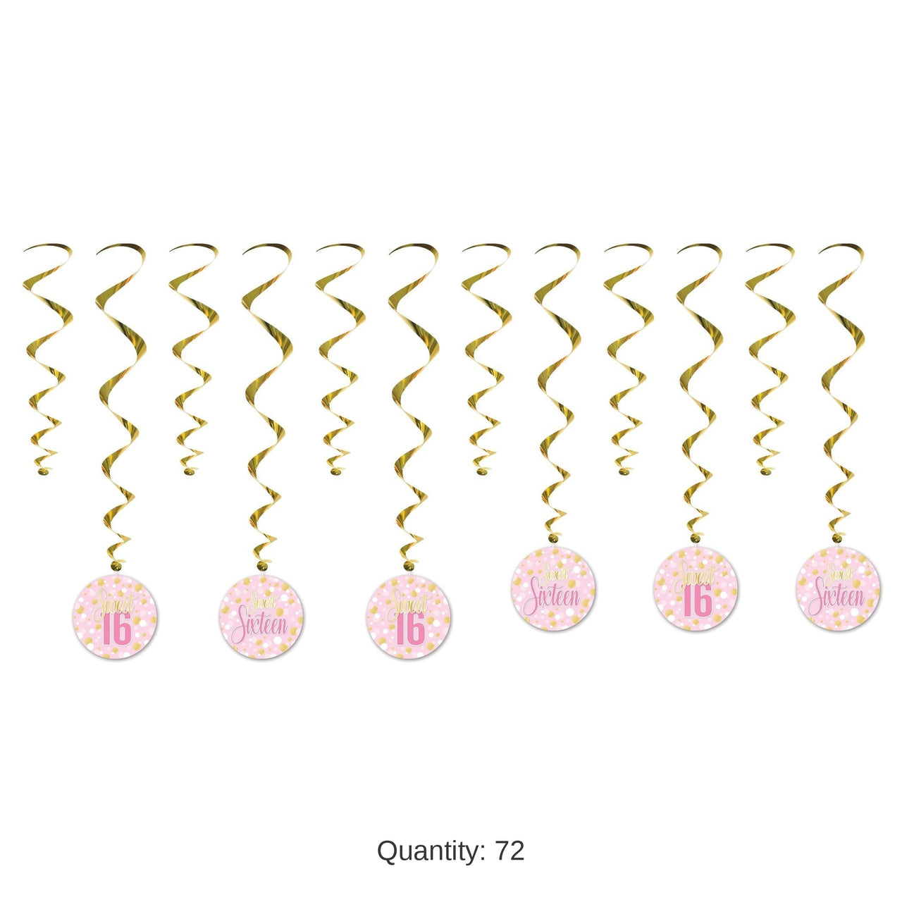 72 Pack Bulk Sweet 16 Whirls Hanging Decorations