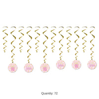 72 Pack Bulk Sweet 16 Whirls Hanging Decorations