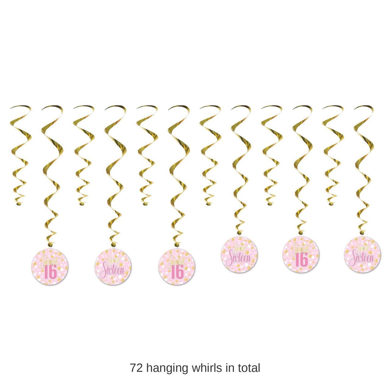 72 Pack Bulk Sweet 16 Whirls Hanging Decorations