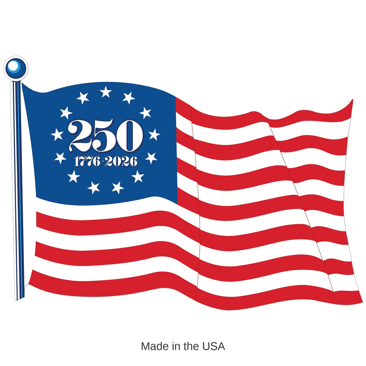 48 Pack Bulk Semiquincentennial Flag Cutouts Double-Sided