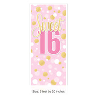 12 Pack Bulk Sweet 16 Birthday Door Cover All-Weather (6ft x 30in)