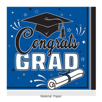432 Pack Bulk Congrats Grad Luncheon Napkins Blue