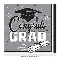 432 Pack Bulk Graduation Congrats Grad Luncheon Napkins Black