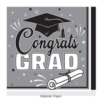 432 Pack Bulk Graduation Congrats Grad Luncheon Napkins Black