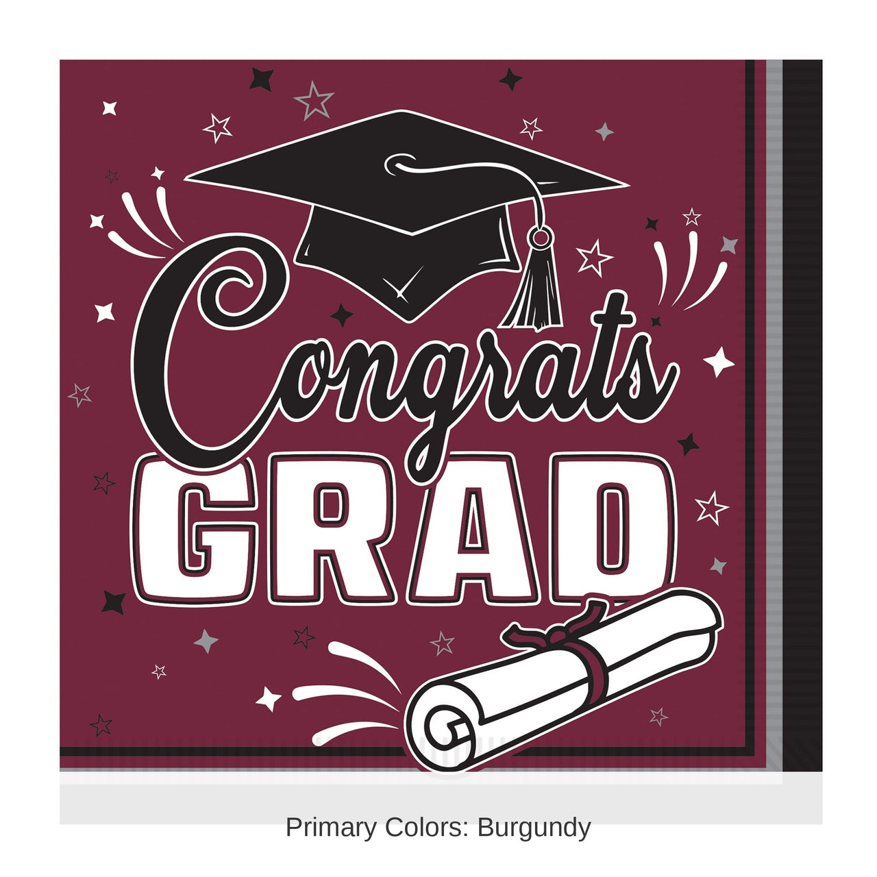 432 Pack Bulk Congrats Grad Burgundy Luncheon Napkins
