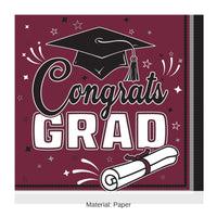 432 Pack Bulk Congrats Grad Burgundy Luncheon Napkins