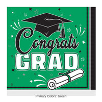 432 Pack Bulk Congrats Grad Green Luncheon Napkins 2-Ply
