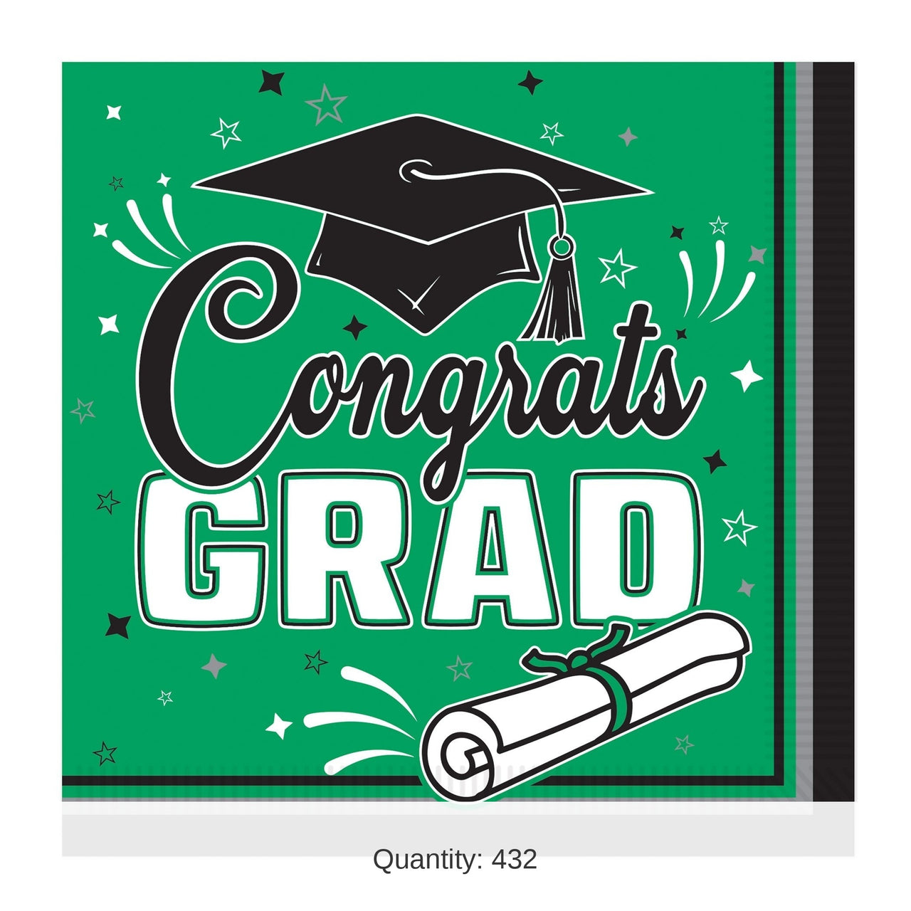 432 Pack Bulk Congrats Grad Green Luncheon Napkins 2-Ply