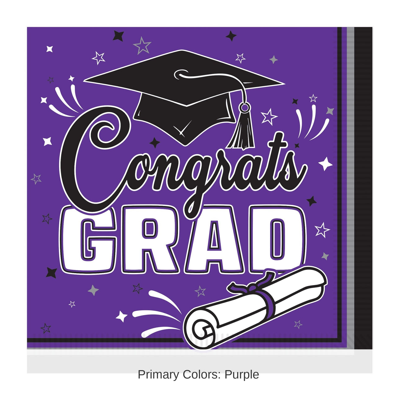 432 Pack Bulk Congrats Grad Purple Luncheon Napkins