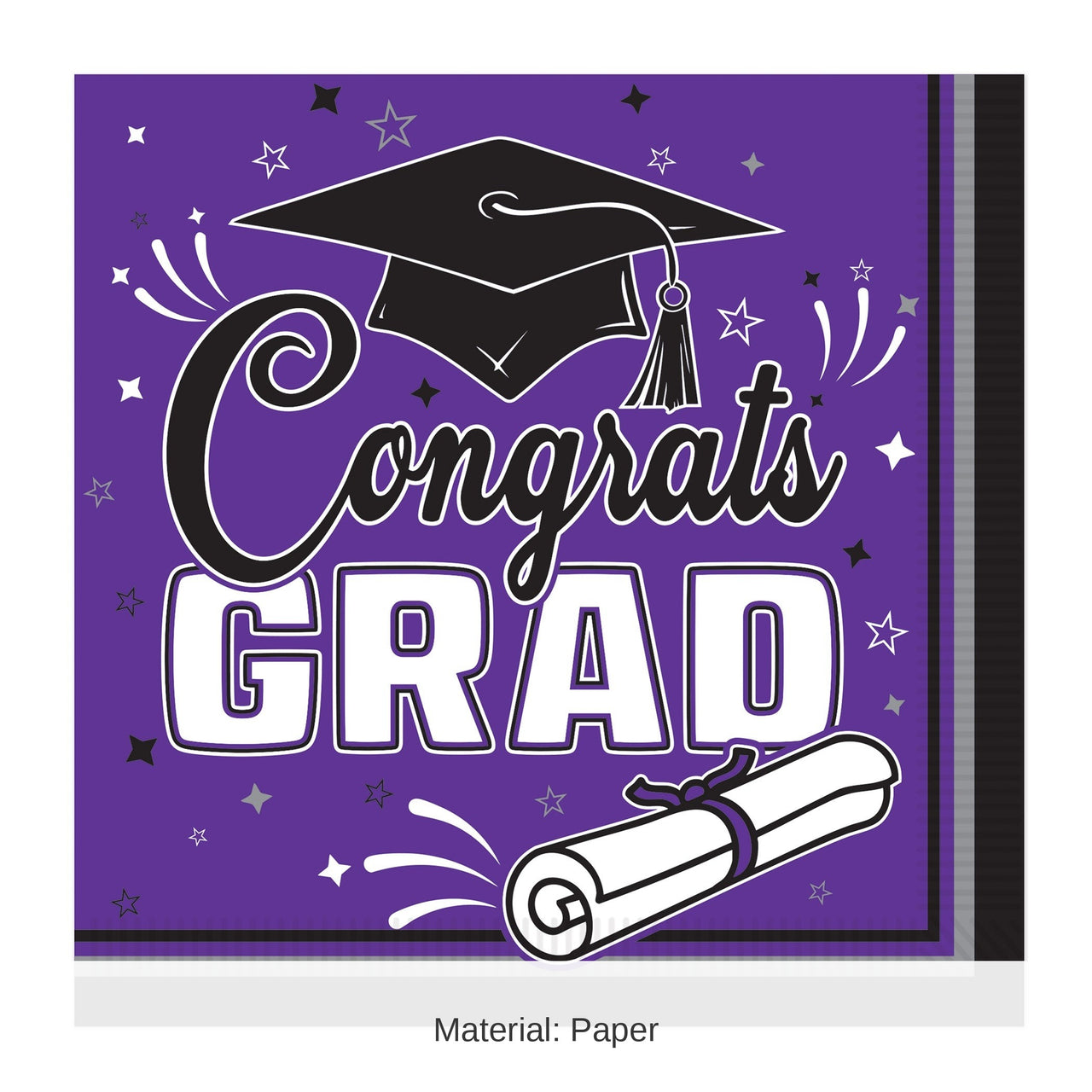432 Pack Bulk Congrats Grad Purple Luncheon Napkins