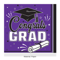 432 Pack Bulk Congrats Grad Purple Luncheon Napkins