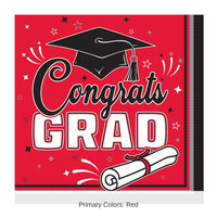 432 Pack Bulk Congrats Grad Red Luncheon Napkins 2-Ply