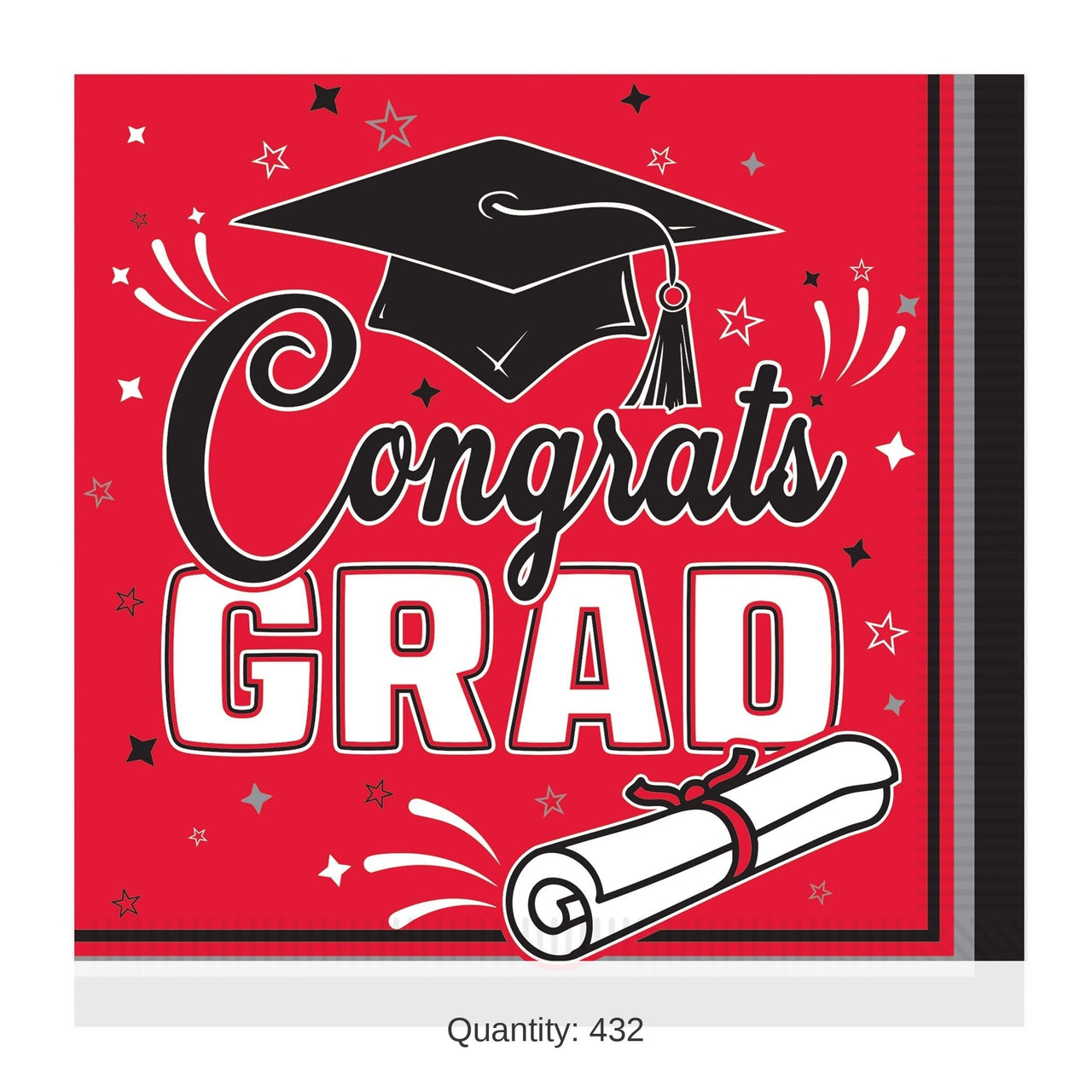 432 Pack Bulk Congrats Grad Red Luncheon Napkins 2-Ply