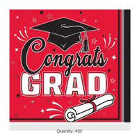 432 Pack Bulk Congrats Grad Red Luncheon Napkins 2-Ply