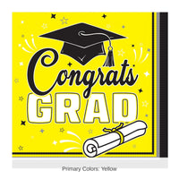 432 Pack Bulk Congrats Grad Yellow Luncheon Napkins