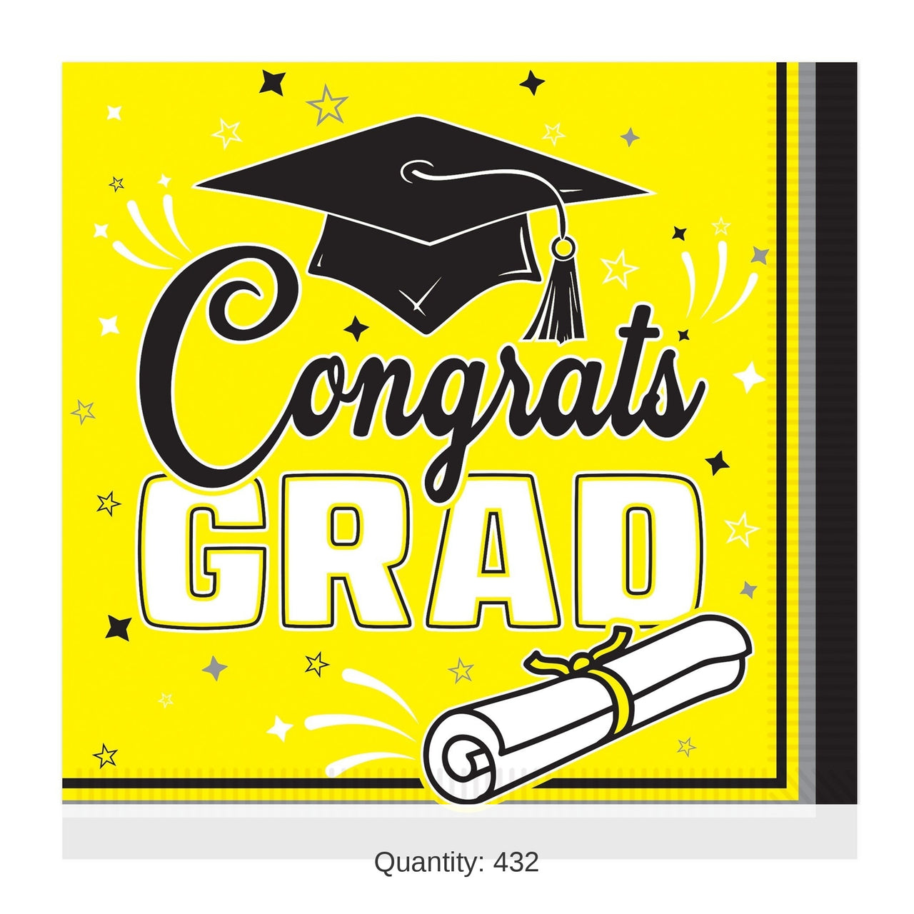 432 Pack Bulk Congrats Grad Yellow Luncheon Napkins