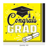 432 Pack Bulk Congrats Grad Yellow Luncheon Napkins