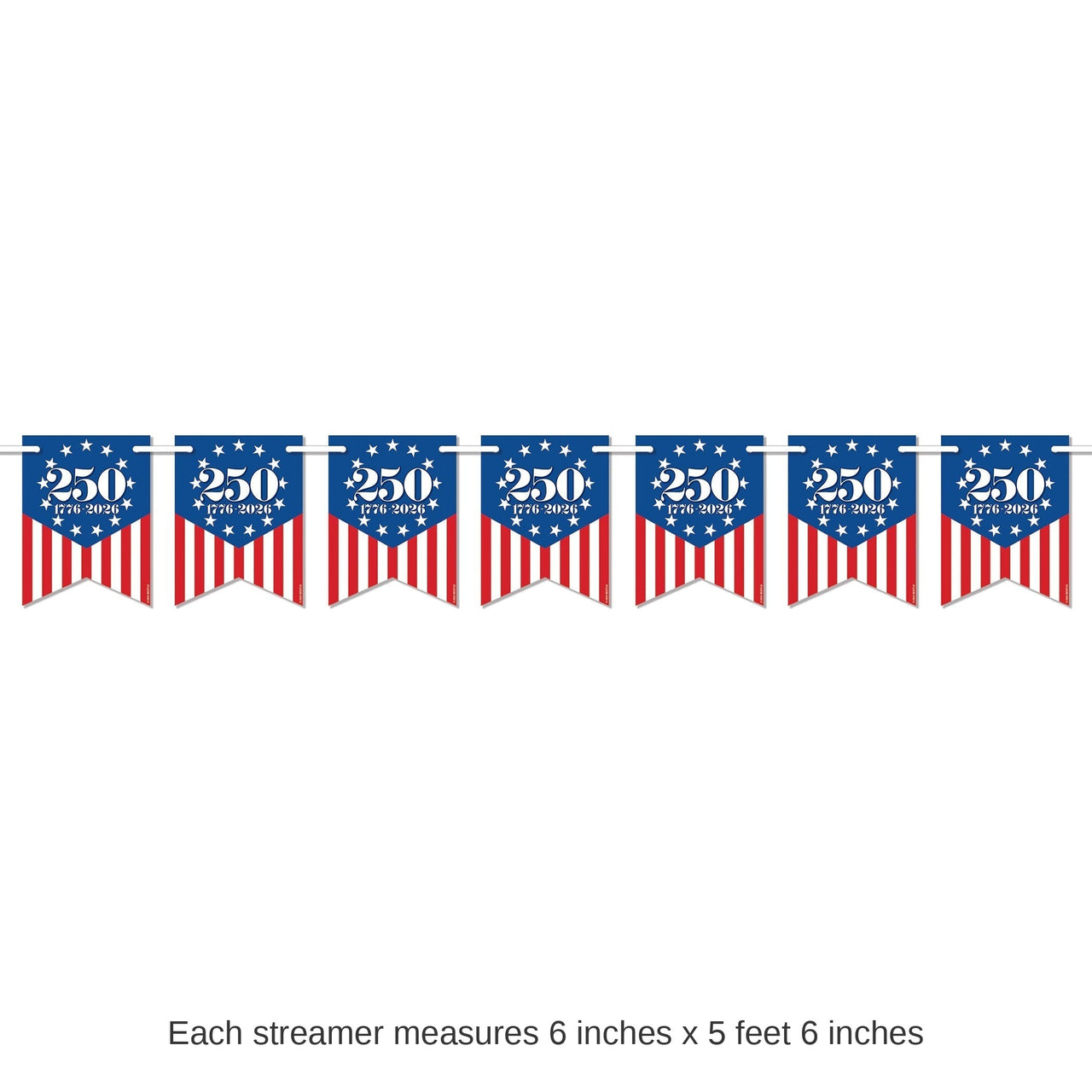 12 Pack Bulk Semiquincentennial Streamer Patriotic Decor (6 inch x 5.5ft)