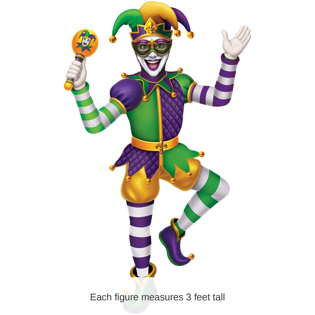 12 Pack Bulk 3 ft Mardi Gras Jester Jointed Figure Decoration