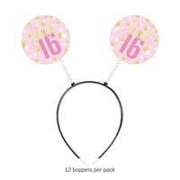12 Pack Bulk Sweet 16 Boppers Headband Birthday Accessory