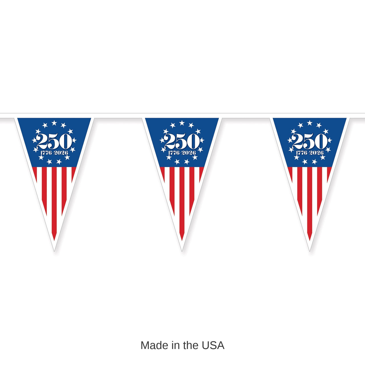 12 Pack Bulk Semiquincentennial Pennant Banner All-Weather, 10 ft
